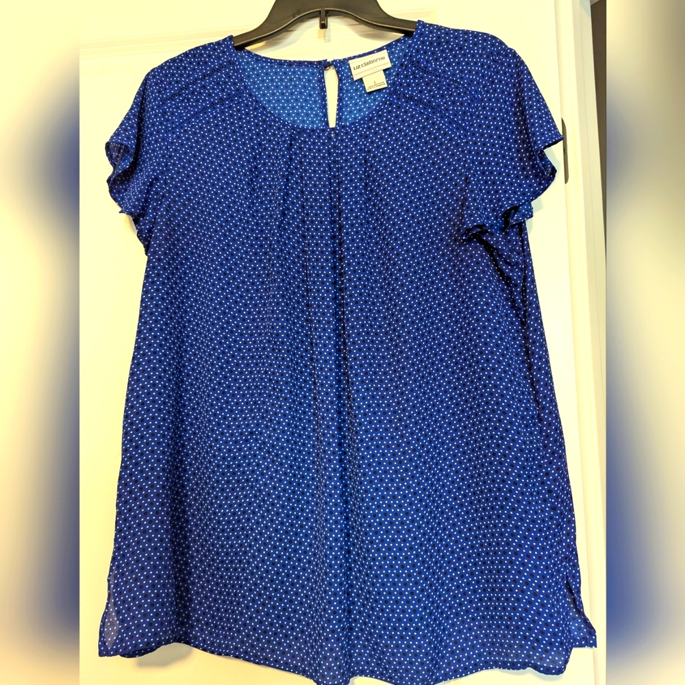 Liz Claiborne Blue Polka Dot Blouse